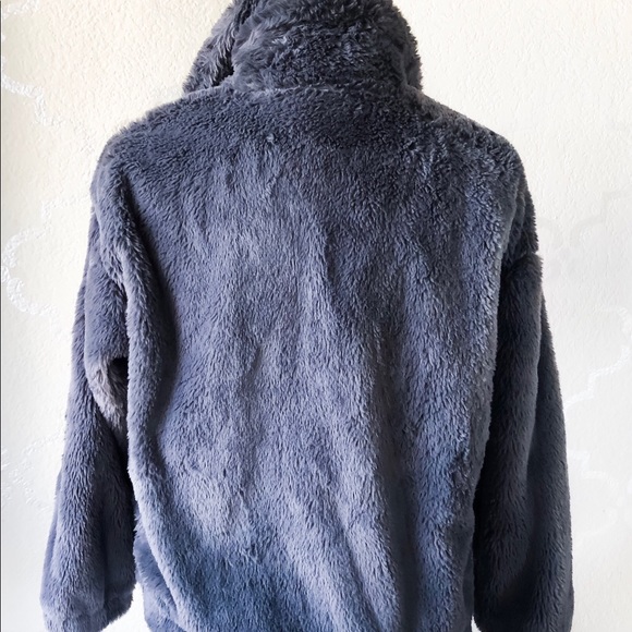 VICI Faux Fur Pocket Drawstring Jacket Charcoal S - Picture 4 of 5